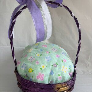Purple Easter Basket w/Butterfly Pillow & Lavender Bow